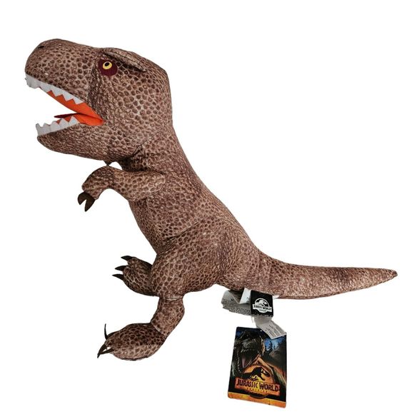 Jurassic World Plush Dinosaur Pillow Brown Stuffed Animal Raging T-Rex  27" NWT‎ - Picture 1 of 10